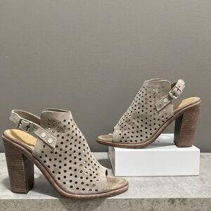 Rag & Bone Wyatt Taupe Perforated Open Toe Booties Size 39 US 9
